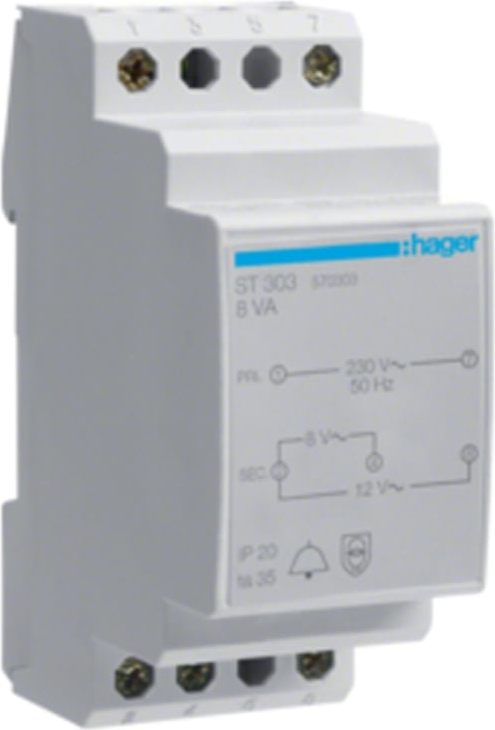 Hager Ringetransformer 16VA 230/8/12V