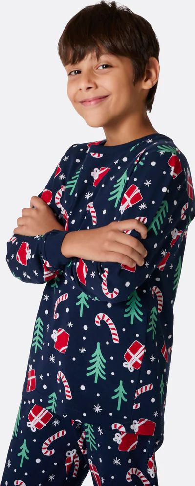 julemønster blå julepysj barn