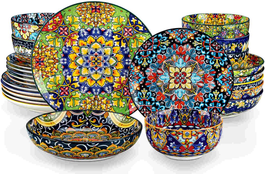 simi 24 piece dinnerware set with double-sided bowls