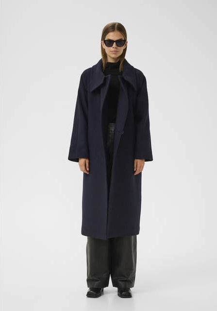 InWear Thoraiw Collar Coat R Kvinde Marine Blue Frakker Relaxed Fit Str 42 