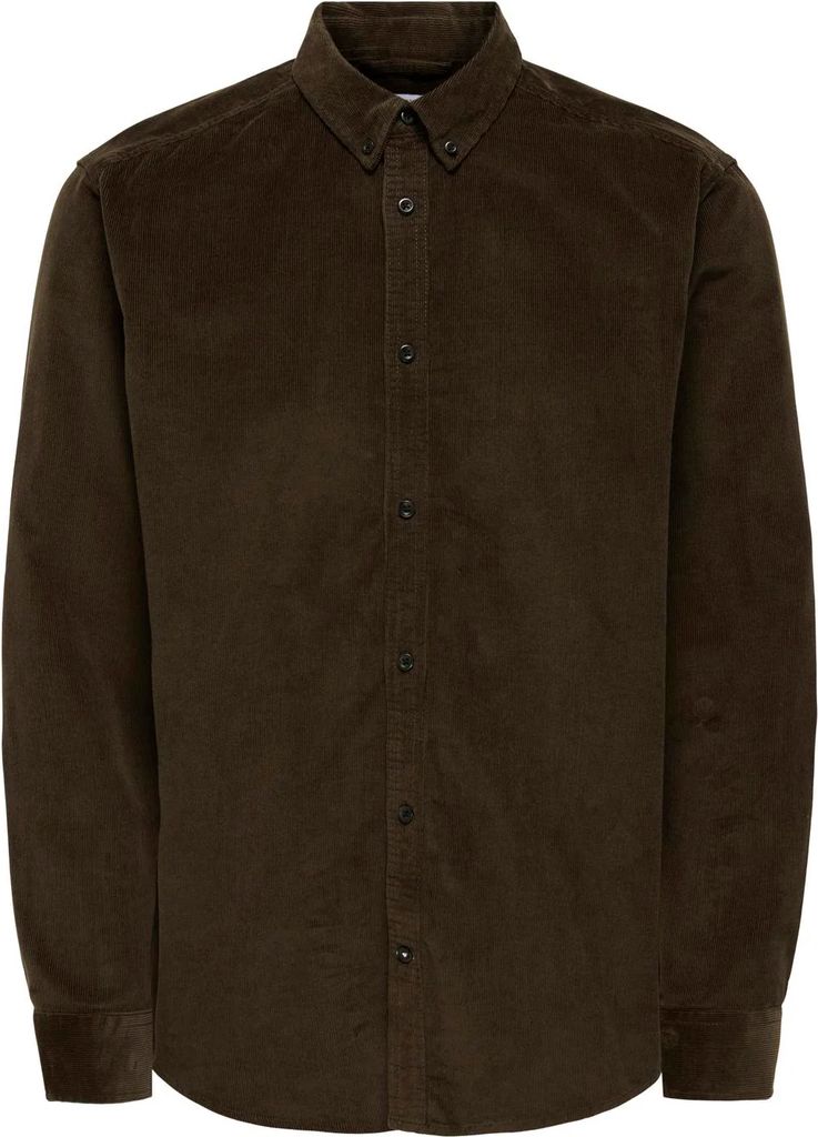 michael 18w regular cord stretch ls shirt - demitasse