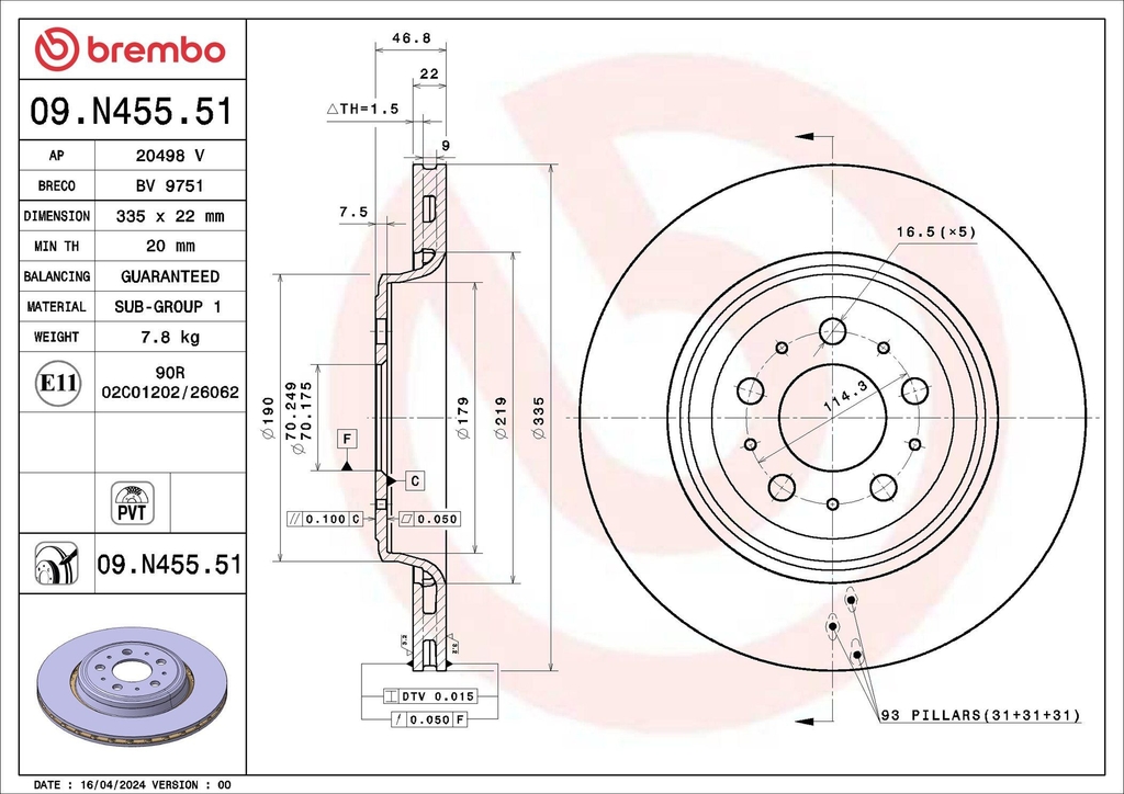brembo 09.n455.51 bremseskive %product_related_vehicle_short_name_stellantis%