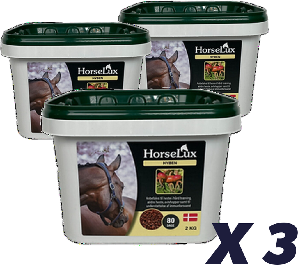 3 x horselux hyben, spand 2 kg