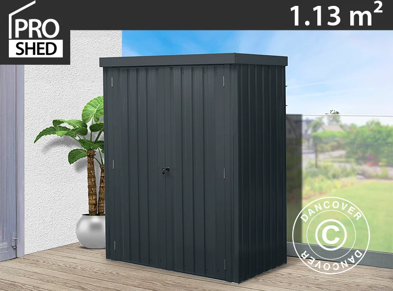 redskabsskur, stålskab 1,4x0,81x1,8m, 1,13m², proshed®, antracit