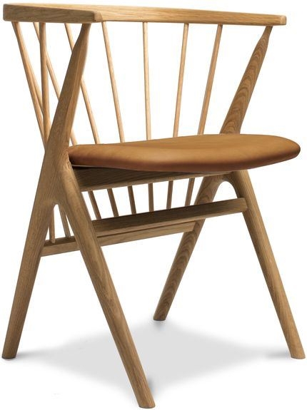 sibast furniture no 8 dining chair sh: 45 cm - oiled oak/aniline leather silk cognac 0250 - 250