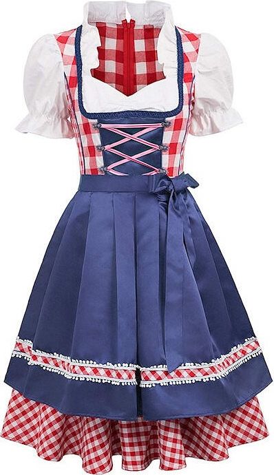 edelweiss oktoberfest kjole - hvid og rød