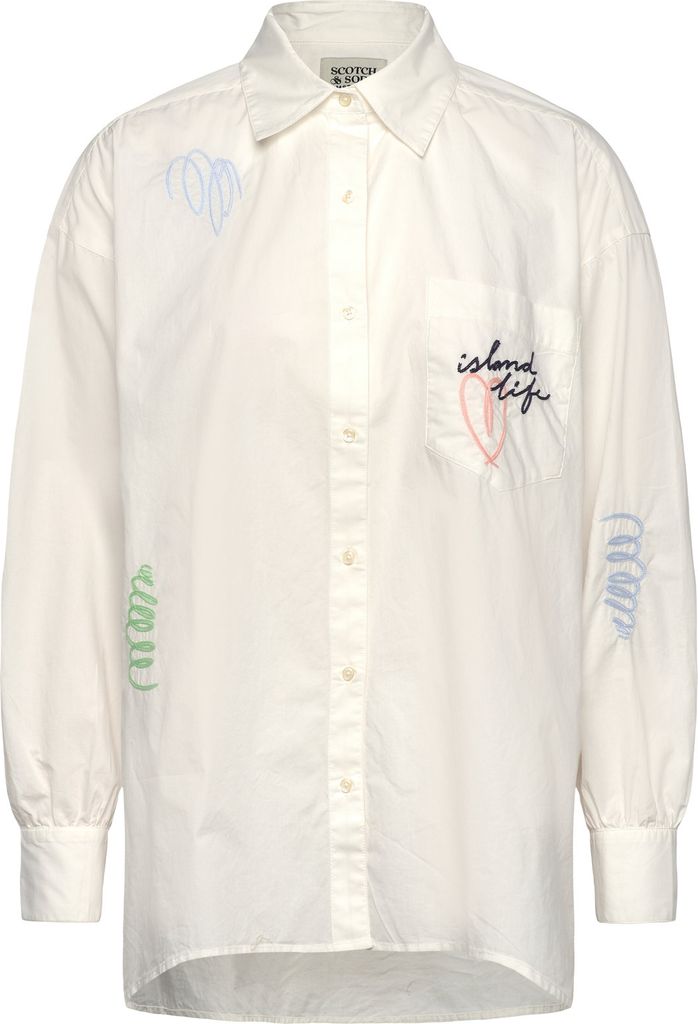 Embroidered poplin shirt