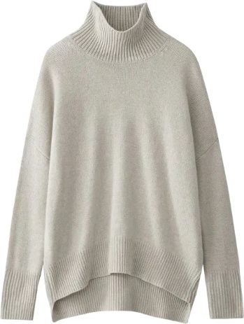 rullekravestrikbluse - kasmir - heidi - oyster