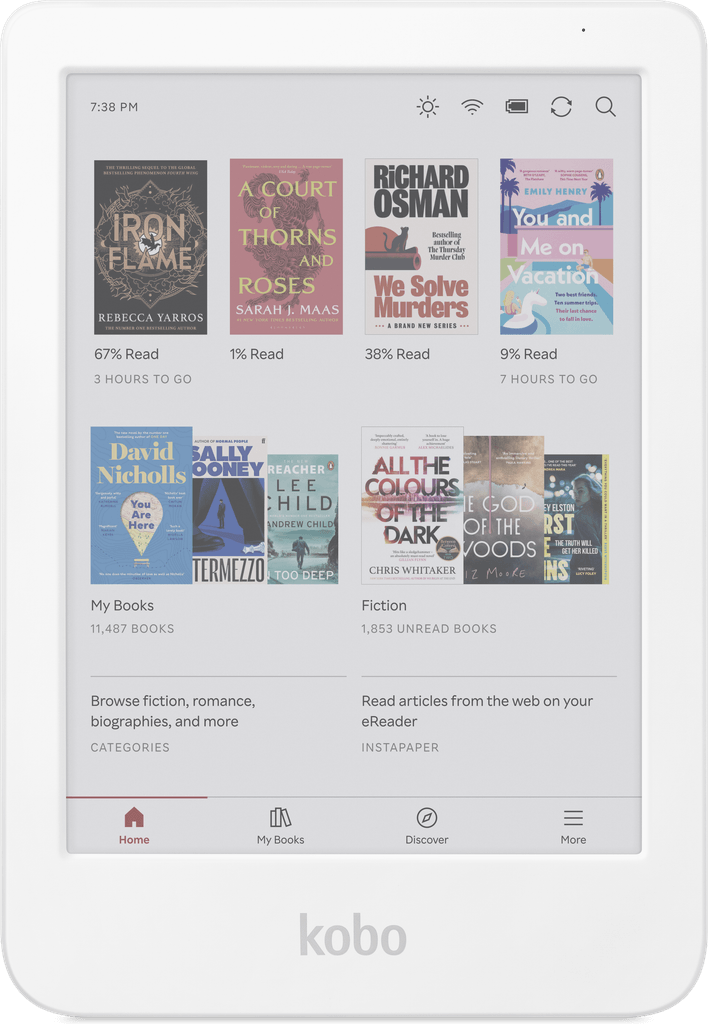 kobo n367 e-bogslæser 6" - hvid, 16 gb