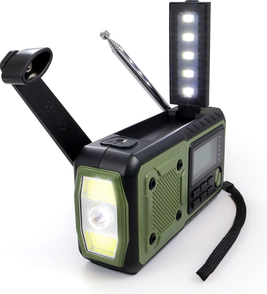 Origin Outdoors Multi Nødradio - Crank Generator, 4000mAh Powerbank - Grøn/Sort