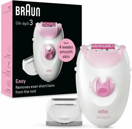 Braun Silk-épil 9 9-030, Vit, 40 pincetter, MicroGrip, Epilering, Rakning, AC/Batteri, 100 - 240 V