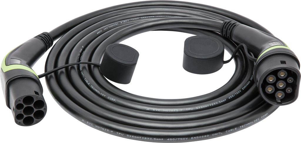 luxorparts type 2 opladningskabel til elbil 22 kw 3-fase - 5 m