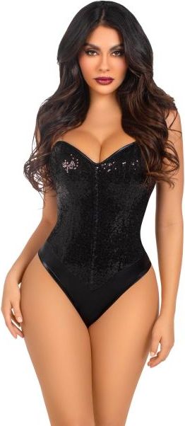 Leg Avenue Sequin Boned Bodysuit - Black