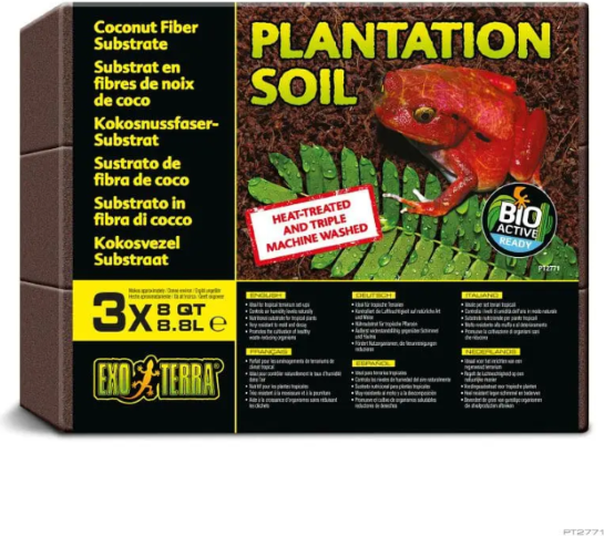 EXO TERRA Plantation Soil Brick 8.8L 8QT (3-Pack 26.4L)