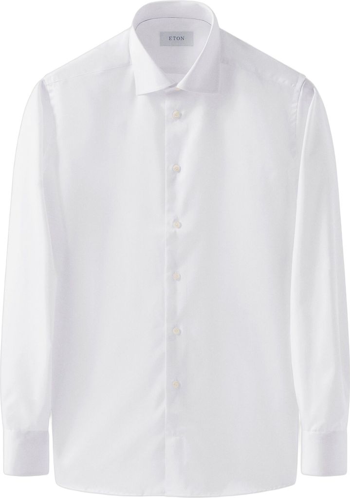 ETON Slim Fit White Signature Twill Shirt Mand Hvid Langærmede Skjorter Slim Fit Str 44 