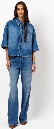 dante6-nuit rhinestone wide leg jeans - brede jeans