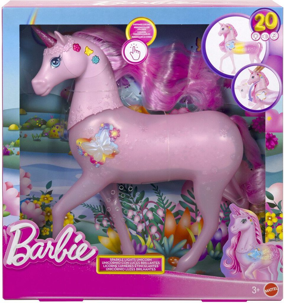 barbie sparke lights unicorn med lyd og lys