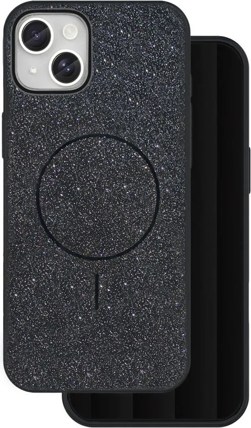 TFO Glitter Thin MagSafe Cover til iPhone 15 - Sort