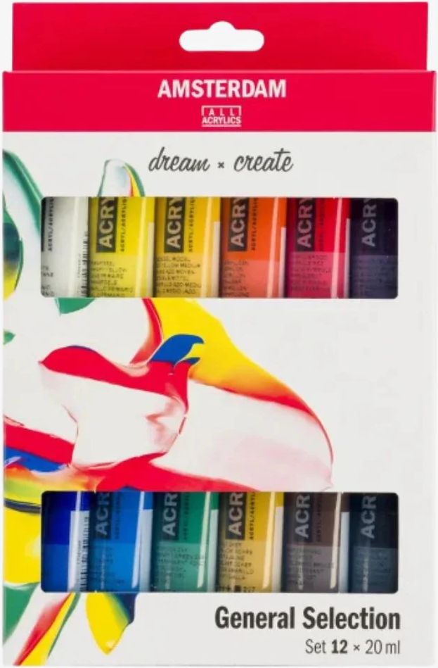 amsterdam general selection - sæt med 12-90 farver, 20 ml