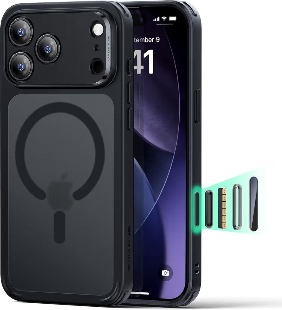 iPhone 17 Pro ESR Classic Hybrid Cover m. Indbygget Camera Control Knap - MagSafe Kompatibel - Mat Sort