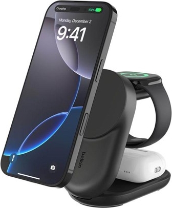 belkin 25w qi2 3-i-1 magnetisk oplader (hvid)