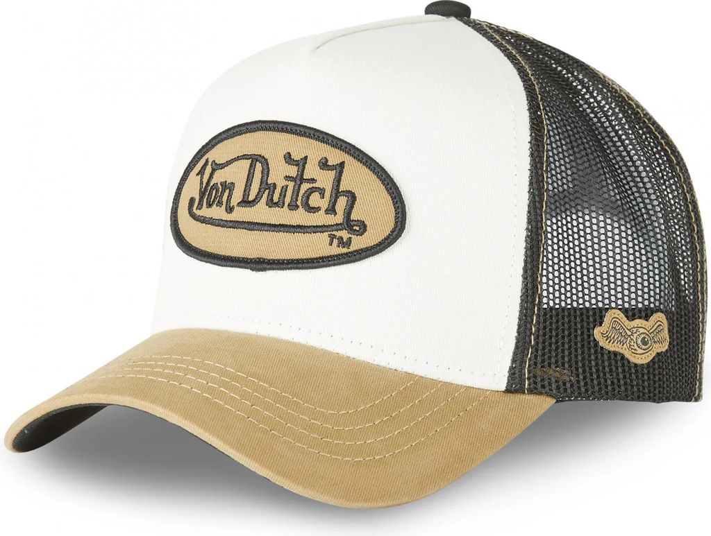 Von Dutch Vit Truckerkeps Oval Patch - Black/White/Beige