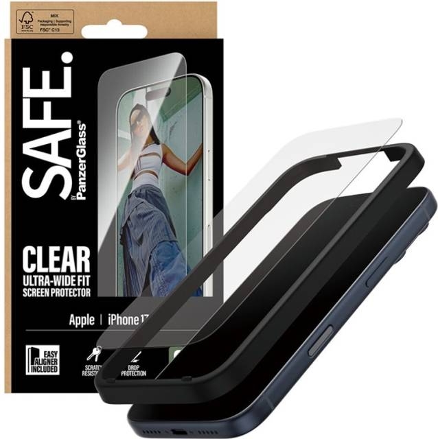 SAFE by PanzerGlass Screen Protector iPhone 17 | iPhone 16 Pro | Ultra-Wide Fit w. EasyAligner