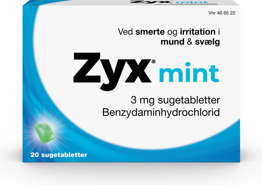 zyx mint20 stk sugetabletter - 3 mg - benzydaminhydrochlorid