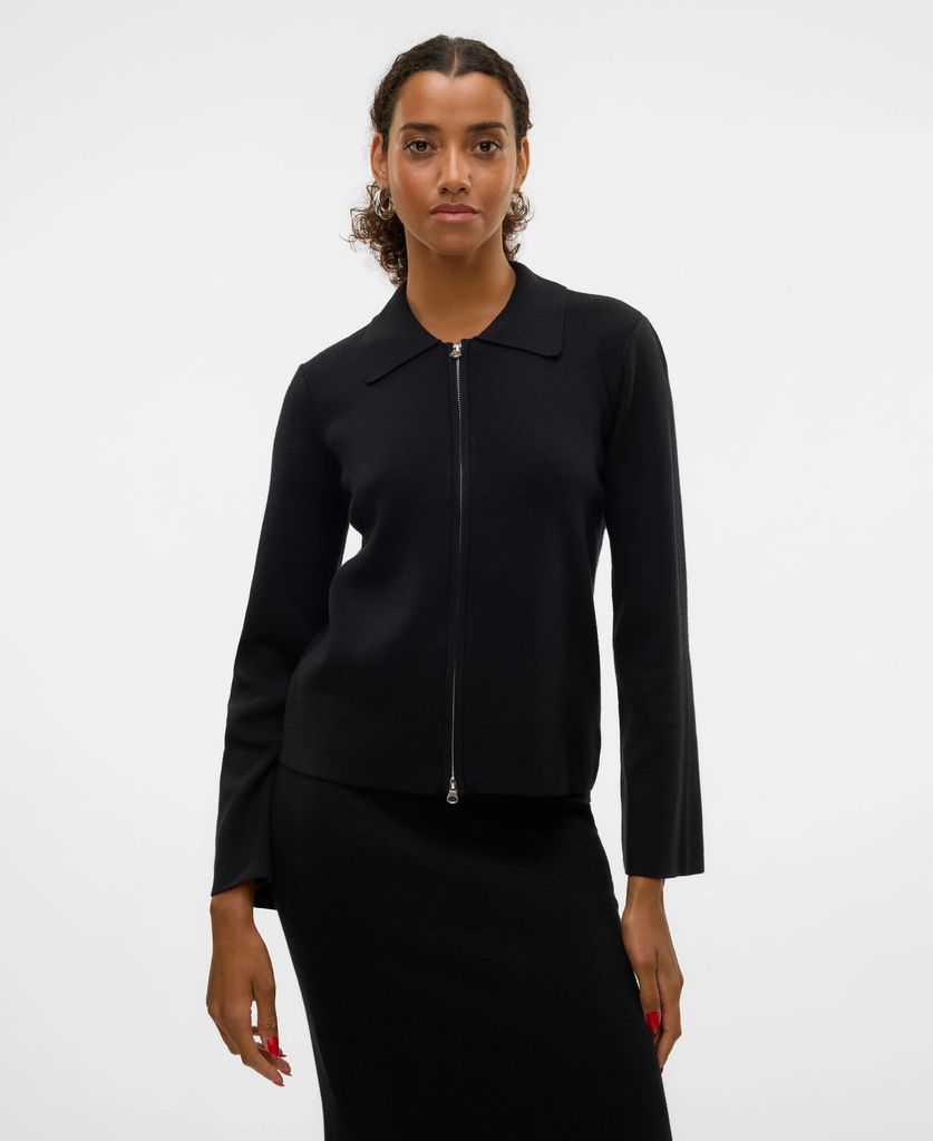vero moda - awhanna ls knit cardigan noos - cardigans - black - 0