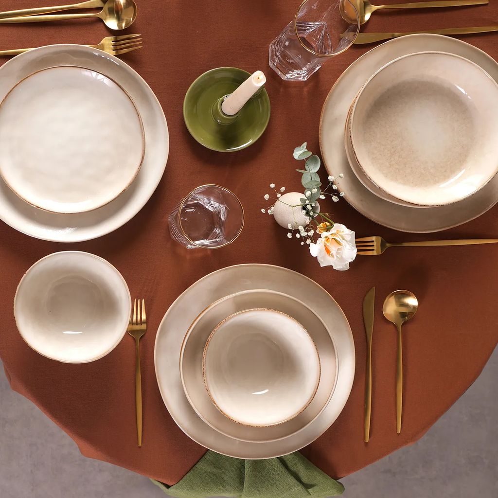 karaca aria beige reactive geschirr set für 6 personen, 24 teilig