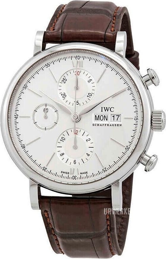 IWC Herreur Portofino Sølvfarvet Læder Ø42 mm