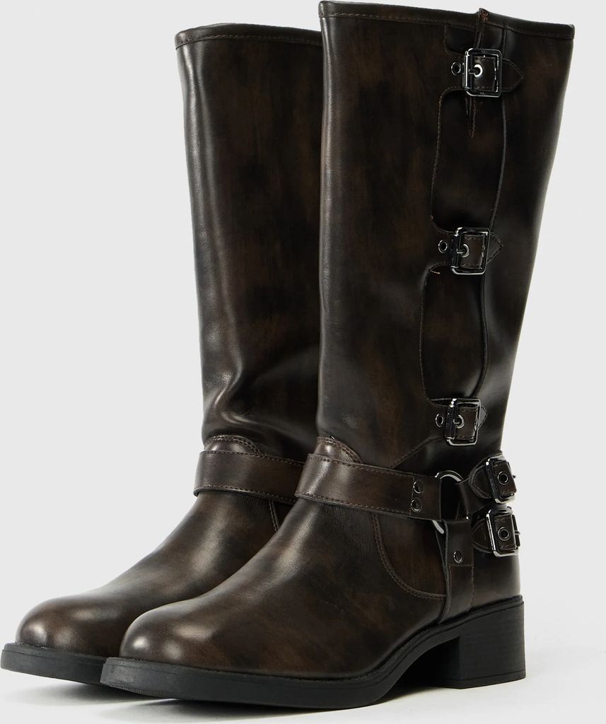 clara - cowboy- / bikerstøvler - dark brown