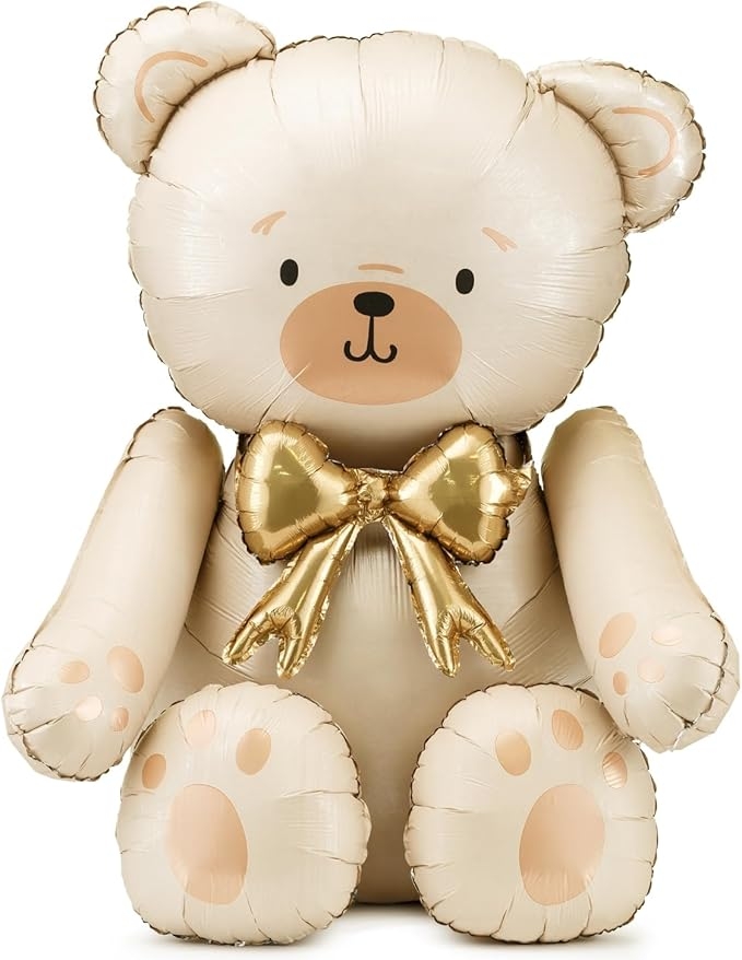 PartyDeco Balon Folieballong Sittende Teddybjørn 75x84 Creme