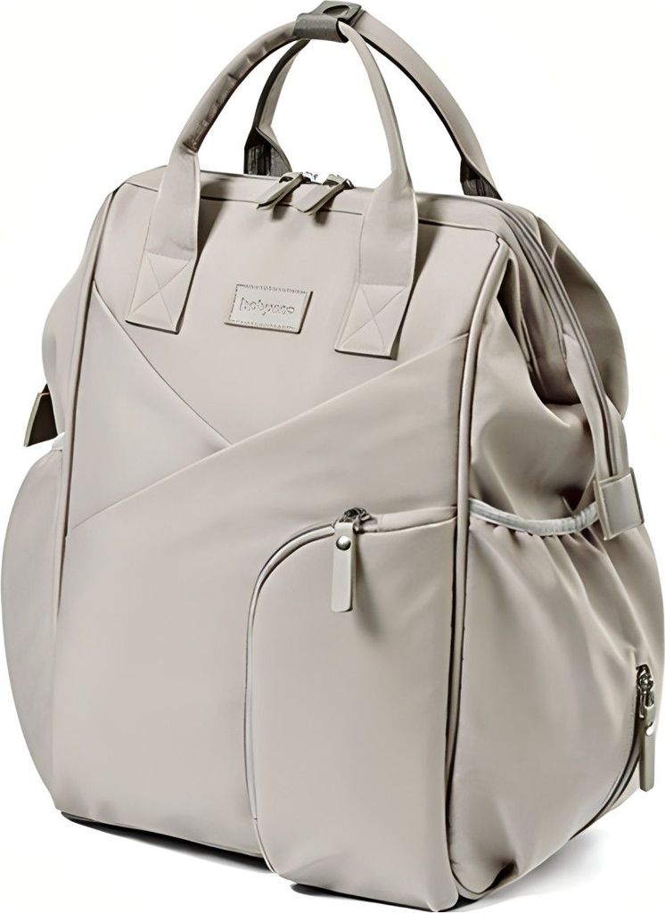 pusletaske fra babyono, rygsæk, 12 lommer, pusleunderlag, beige (40x27x19 cm)