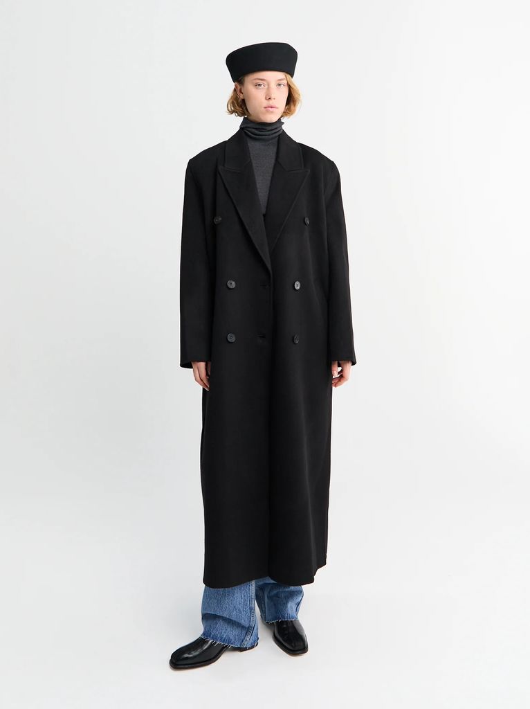 gaia double breasted coat in black