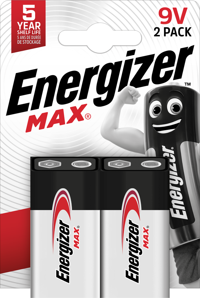 Energizer Max 9V Alkaline Compatible 2-pack Silver/Black