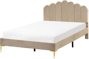 säng med lamellram sammet sauvian 140 x 200 cm taupe