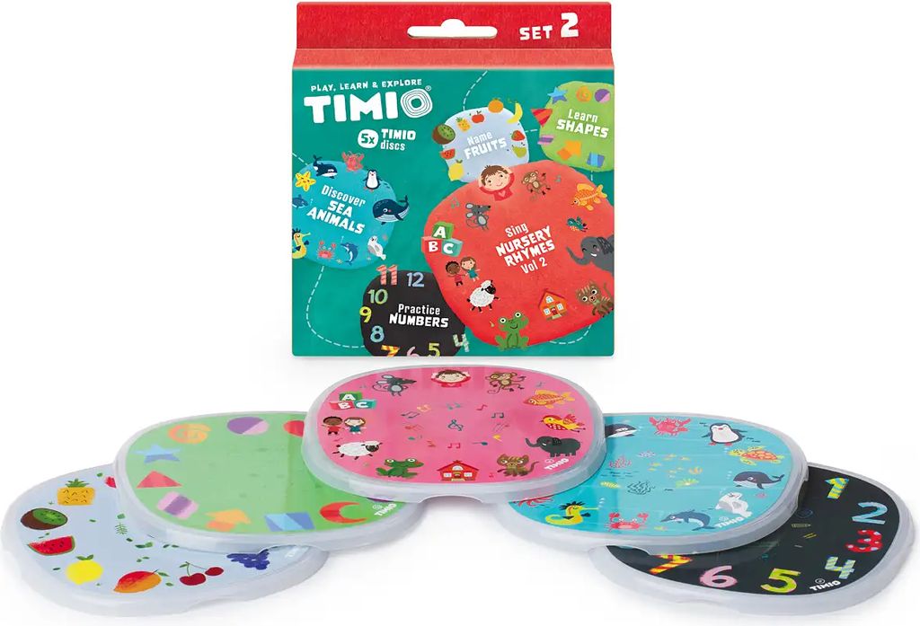 TIMIO Disc Set 2 - Numbers Nursery Rhymes Sea Animals Shapes and Fruits