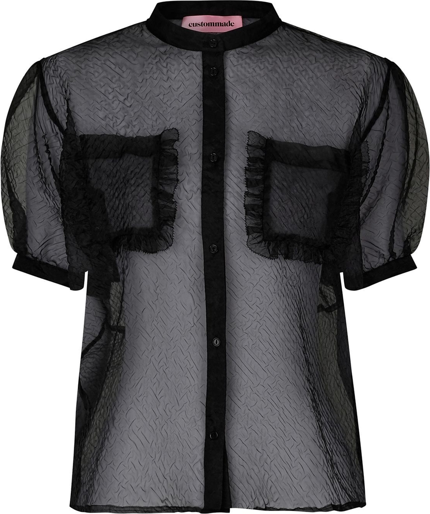 Sort Cam Transparent Custommade Skjortebluse