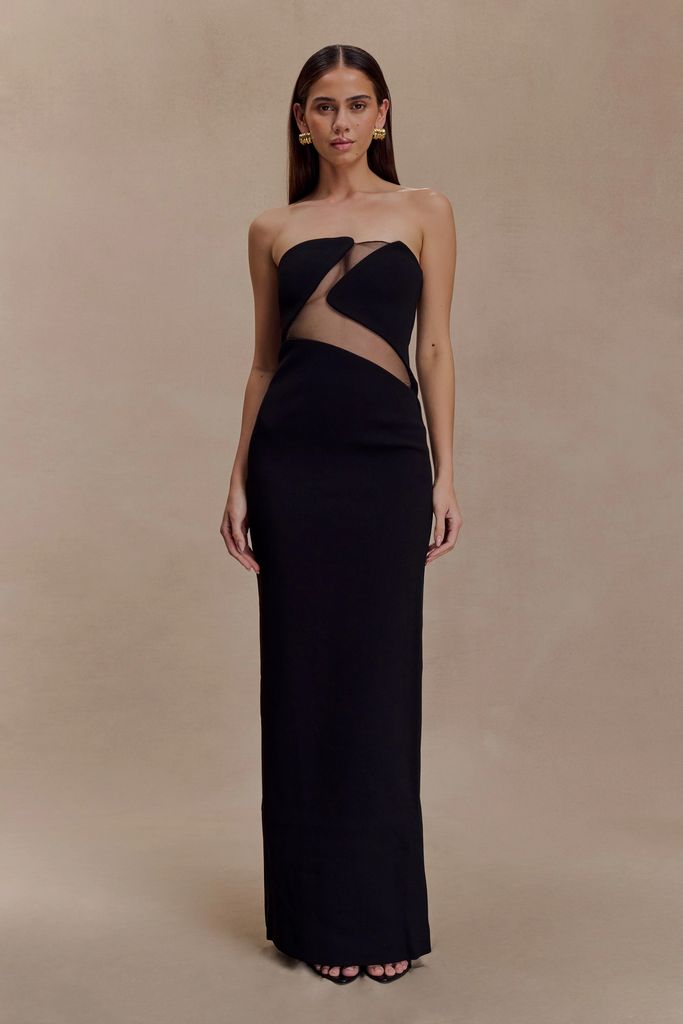 lianne strapless maxi dress - black