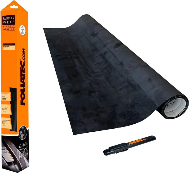 foliatec, cockpit design film panther wrap, alcantara-look, sort, 75x140cm