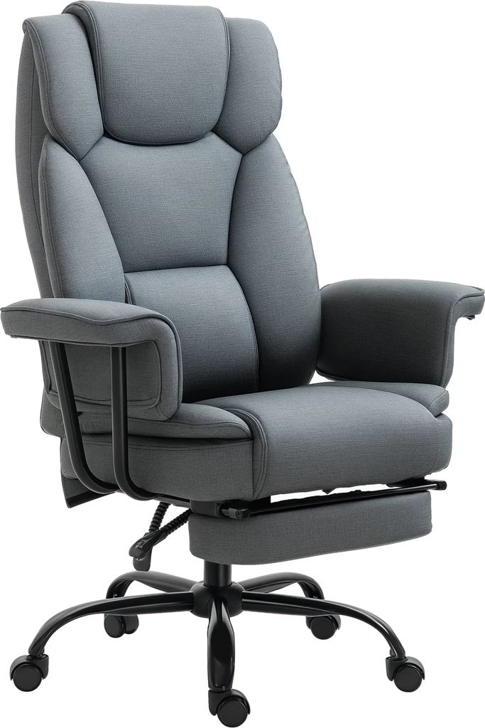 office chair ergonomic executive chair 360° swivel computer chair height adjustable with headrest and padded armrests with footrest faux leather 68 x 80 x 120-126 cm