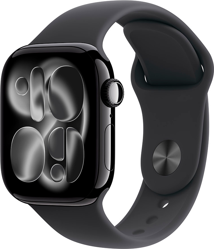 apple watch s11 46mm gps (jet black aluminium/black sport band) m/l