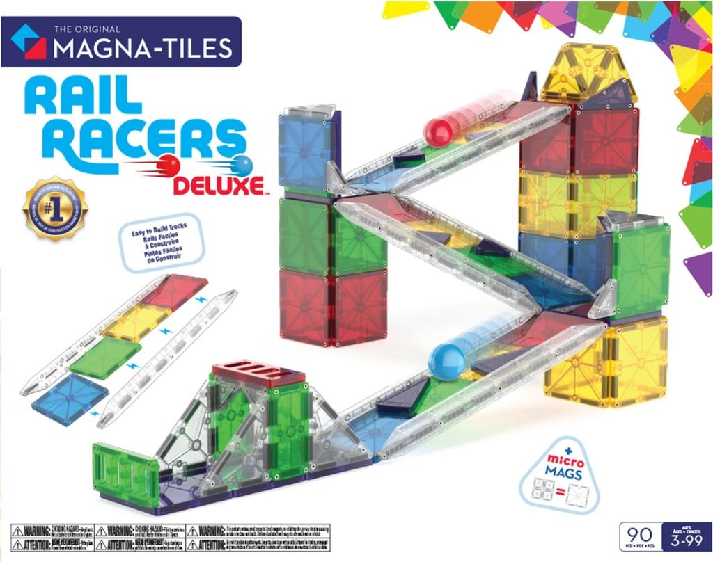 Magna-Tiles Rail Racer Magnetiska Byggklossar 90 Bitar
