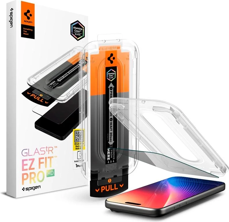 iphone 16 pro/17/17 pro spigen glas.tr ez fit pro skærmbeskyttelse hærdet glas - klar