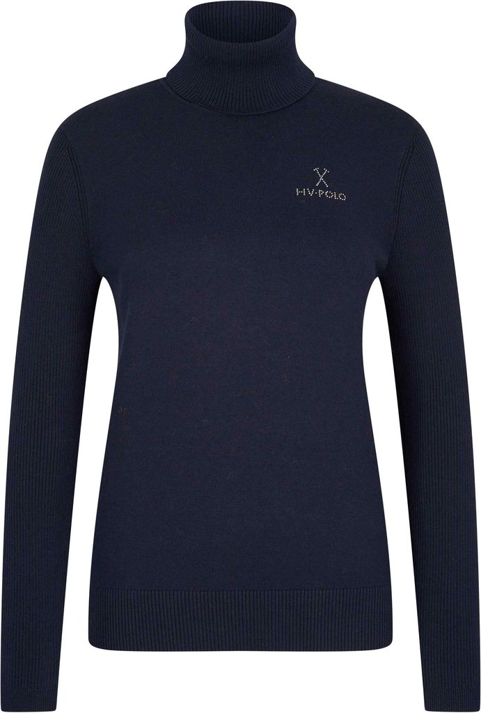 HV Polo - Pullover m. rullekrave og rhinsten, Dorothy - Navy / XS