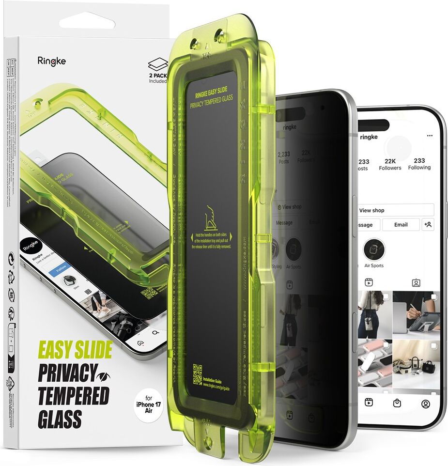 Ringke iPhone 17 Pro Max Anti-spy Skärmskydd Glas 2-Pack
