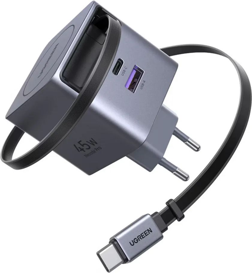 UGREEN 45W GaN Fast Charger with Retractable Cable