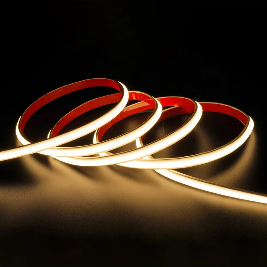 5m 9w/m vandtæt slim cob strip230v, ip67, 296 led/m, tape på bagsiden, op til 50m