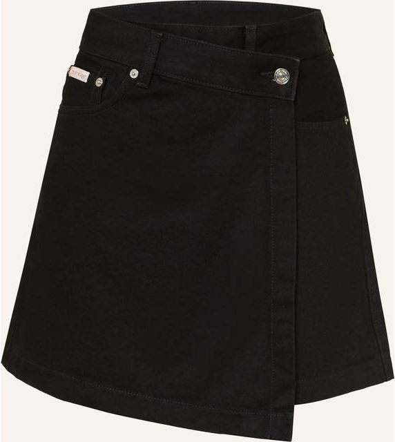 denim mini wrap skirt soft black